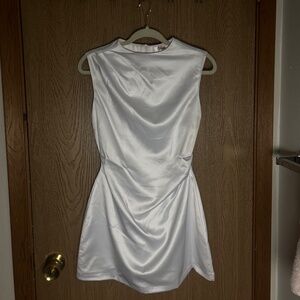 White Satin Sleeveless Mini Dress | Size S